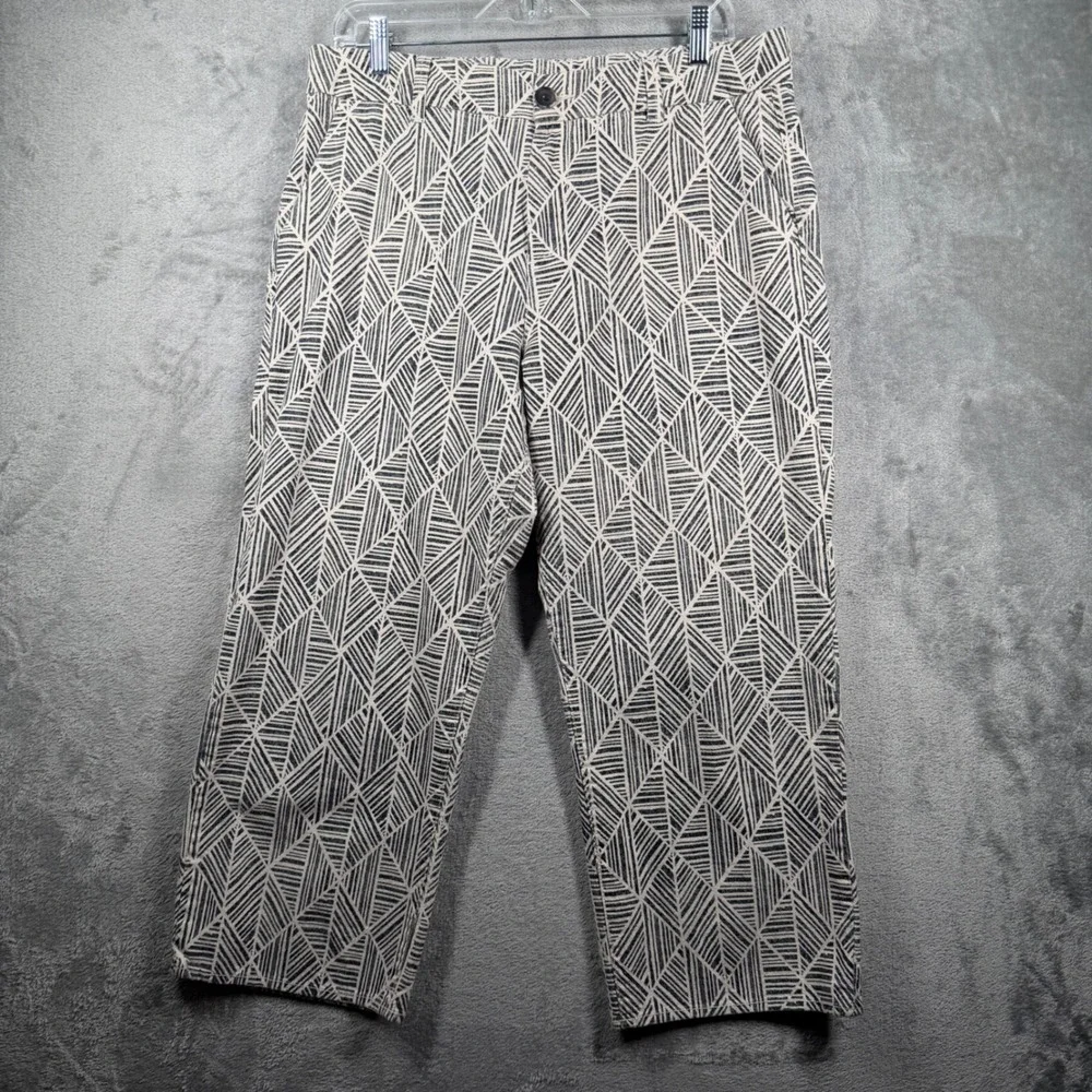 Soft Surroundings Geometric Crop Pants Boho Resort Coastal Cruise Casual Size 14